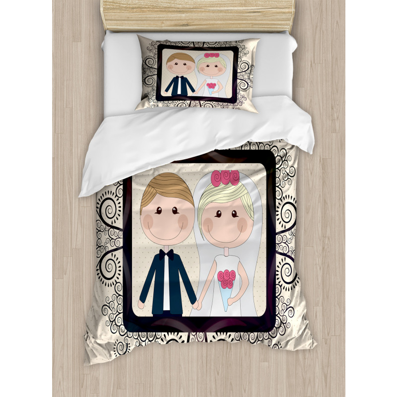 Wedding Bride Groom Duvet Cover Set