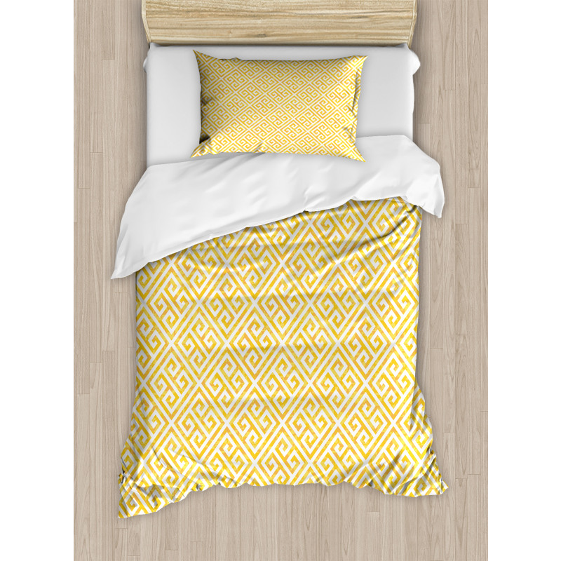 Yellow and White Maze Duvet Cover Set