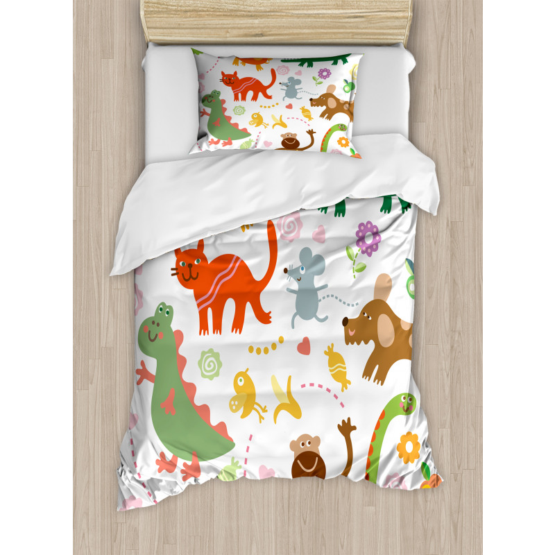 Jolly Cartoon Animals Duvet Cover Set