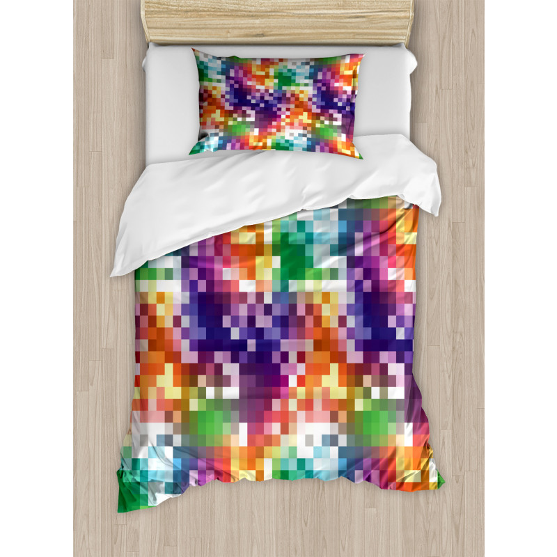 Rainbow Colored Square Duvet Cover Set