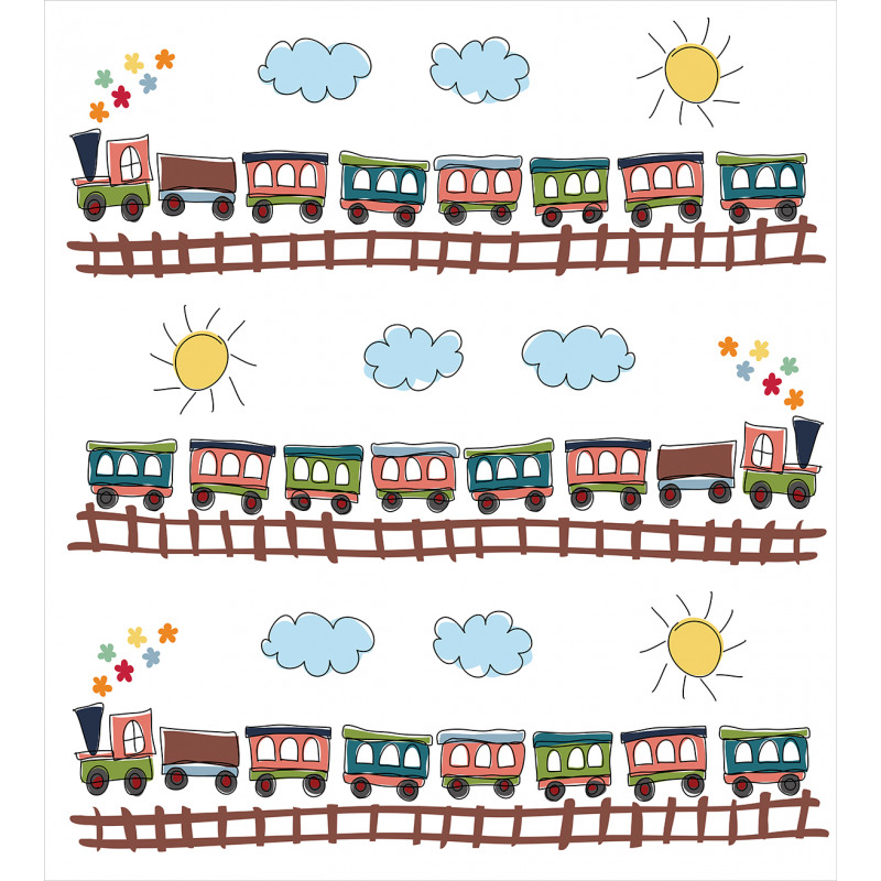 Cartoon Train Tracklines Duvet Cover Set