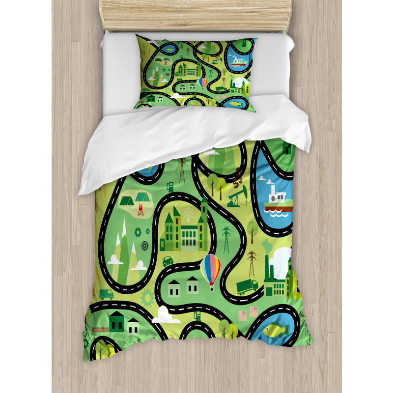 Aerial Coastal Suburbs Duvet Cover Set