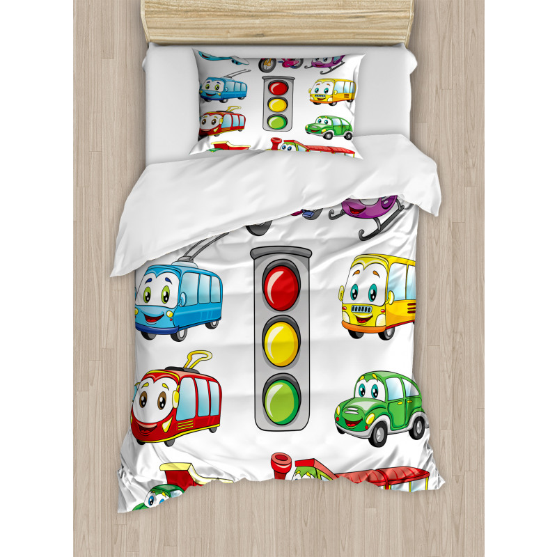 Cheerful Transportation Duvet Cover Set