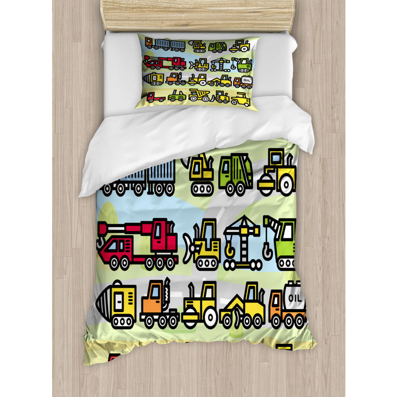 Excavator Loader Machines Duvet Cover Set