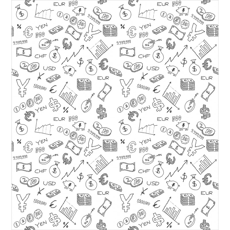 Monochrome Dollar Doodle Duvet Cover Set