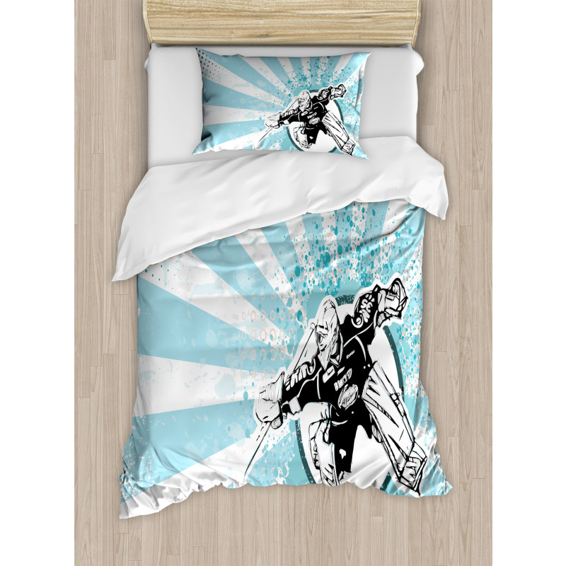 Retro Grunge Goaltender Duvet Cover Set