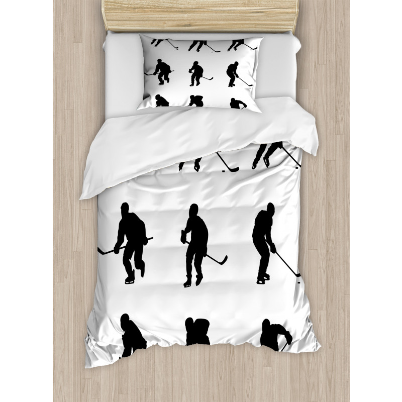 Black Player Silhouettes Duvet Cover Set