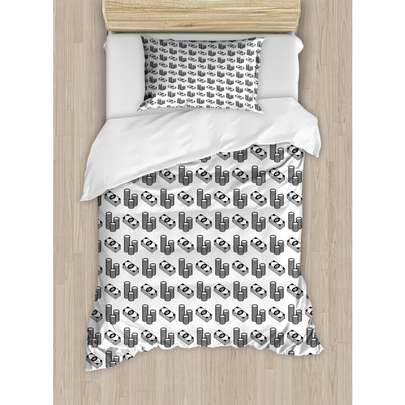 Stacked Coins and Bills Duvet Cover Set