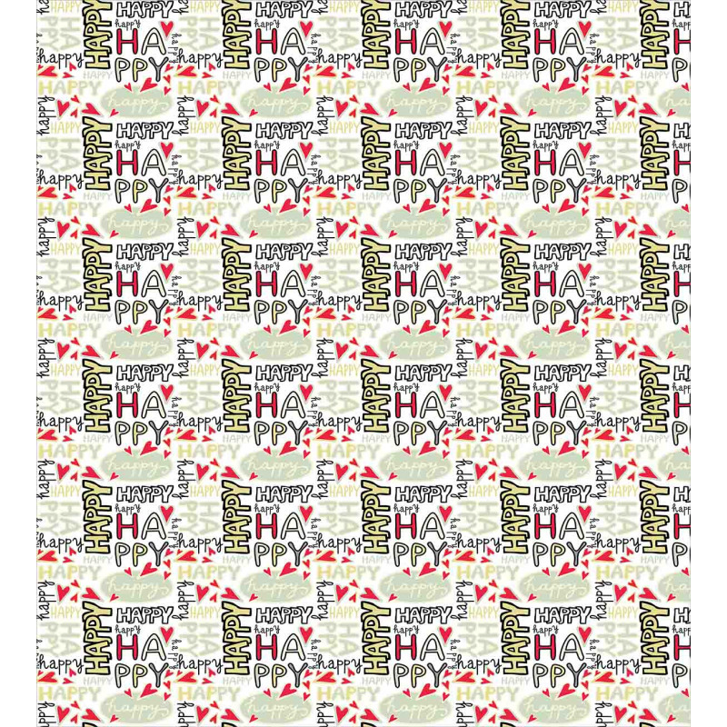 Happy Words with Hearts Duvet Cover Set