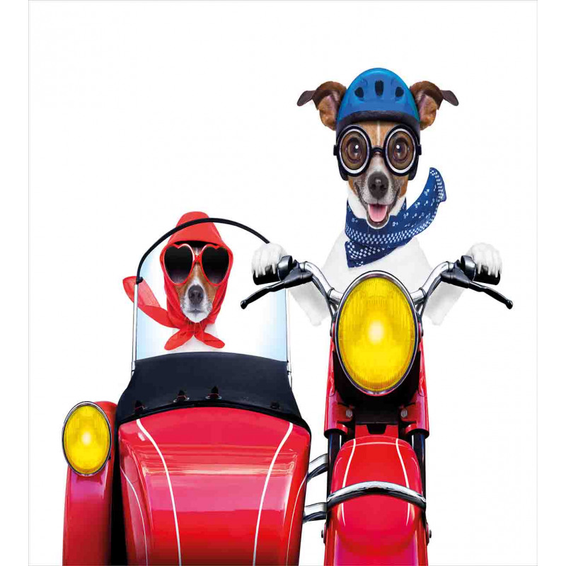 Funny Canine on Bike Duvet Cover Set