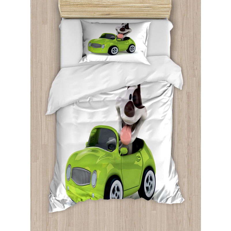 Fun Dog Sports Car Duvet Cover Set