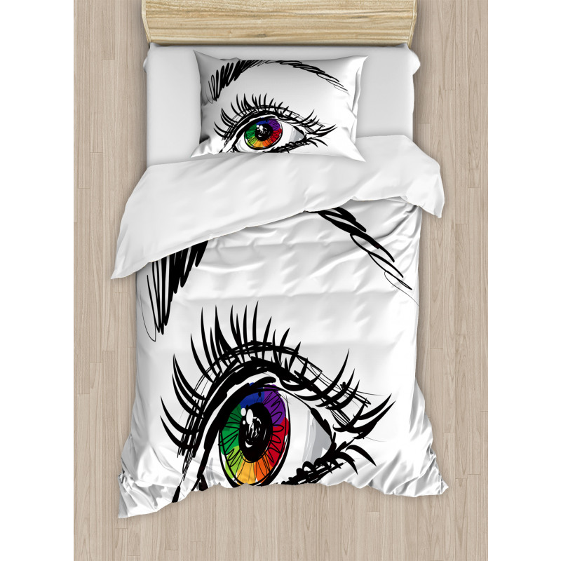 Colorful Pupil of a Woman Duvet Cover Set