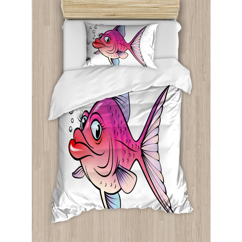 Cartoon Female Goldfish Duvet Cover Set