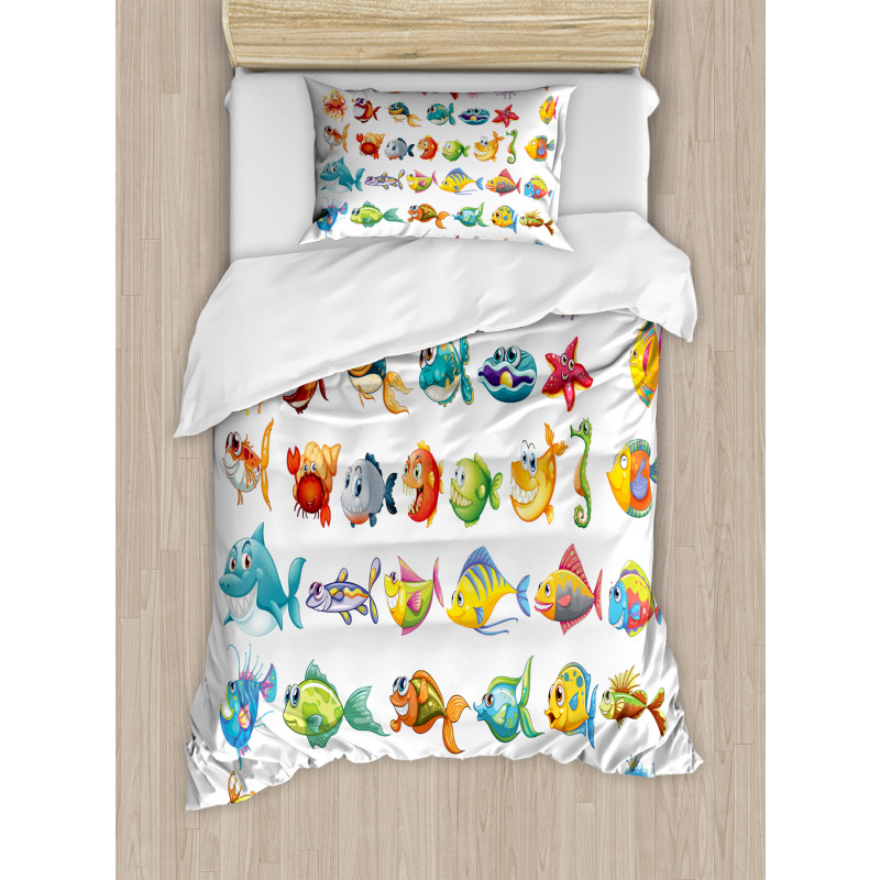 Happy Fish Abstract Duvet Cover Set