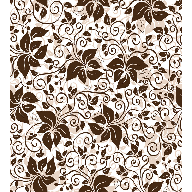 Brown Flower Leaves Duvet Cover Set