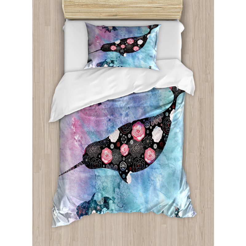 Floral Whale and Fish Duvet Cover Set