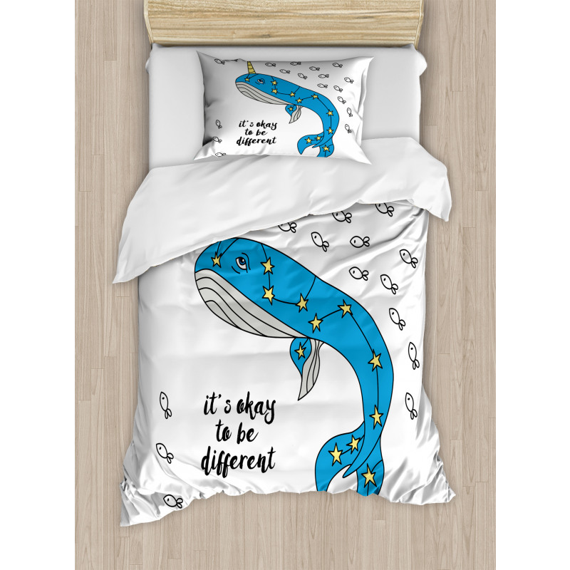 Blue Cartoon Whale Duvet Cover Set