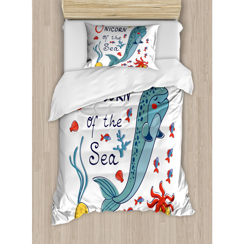 Colorful Swimming Whale Duvet Cover Set