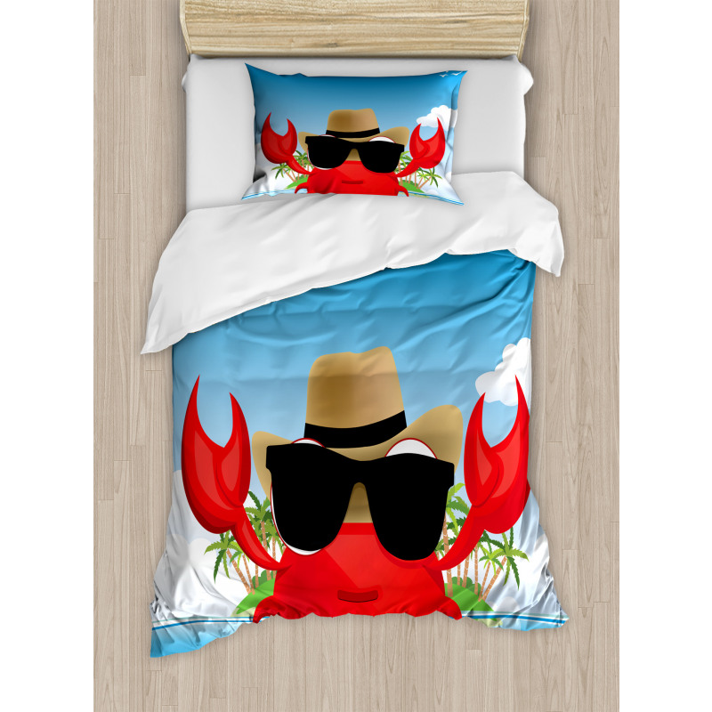 Crustacean Sunglasses Hat Duvet Cover Set