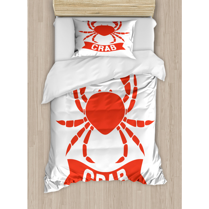 Shellfish Animal in Red Duvet Cover Set