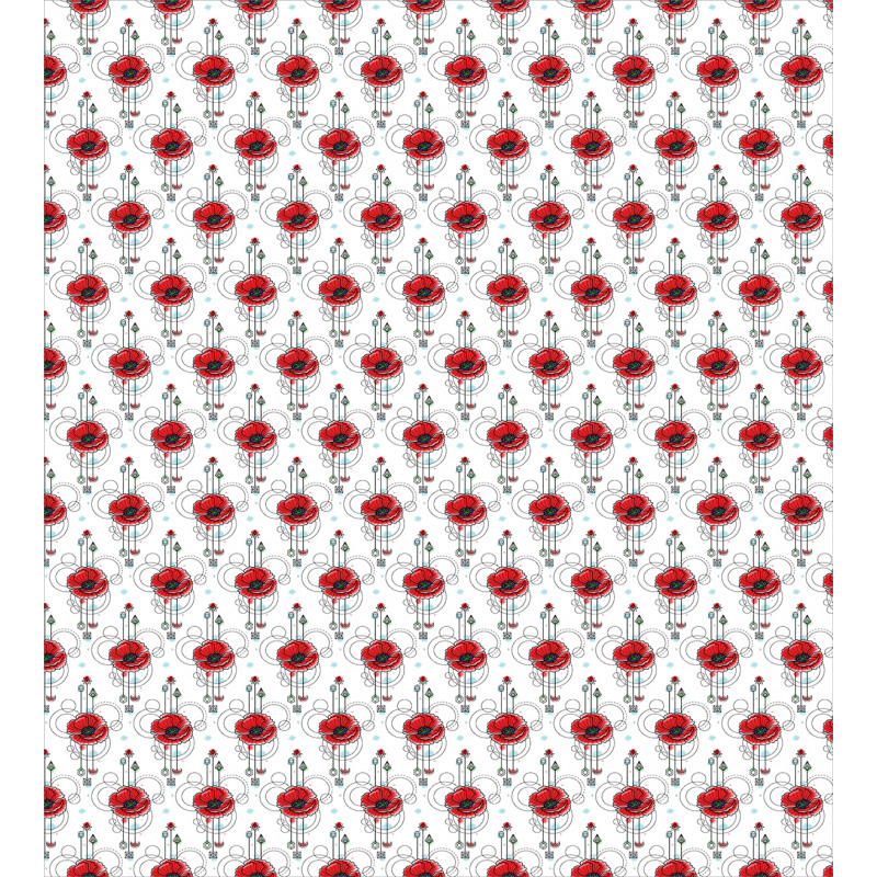 Red Poppy Geometrical Duvet Cover Set