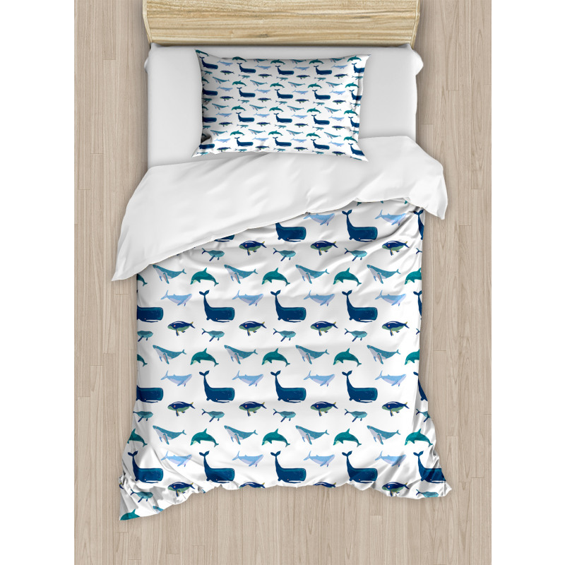 Swimming Marine Animals Duvet Cover Set