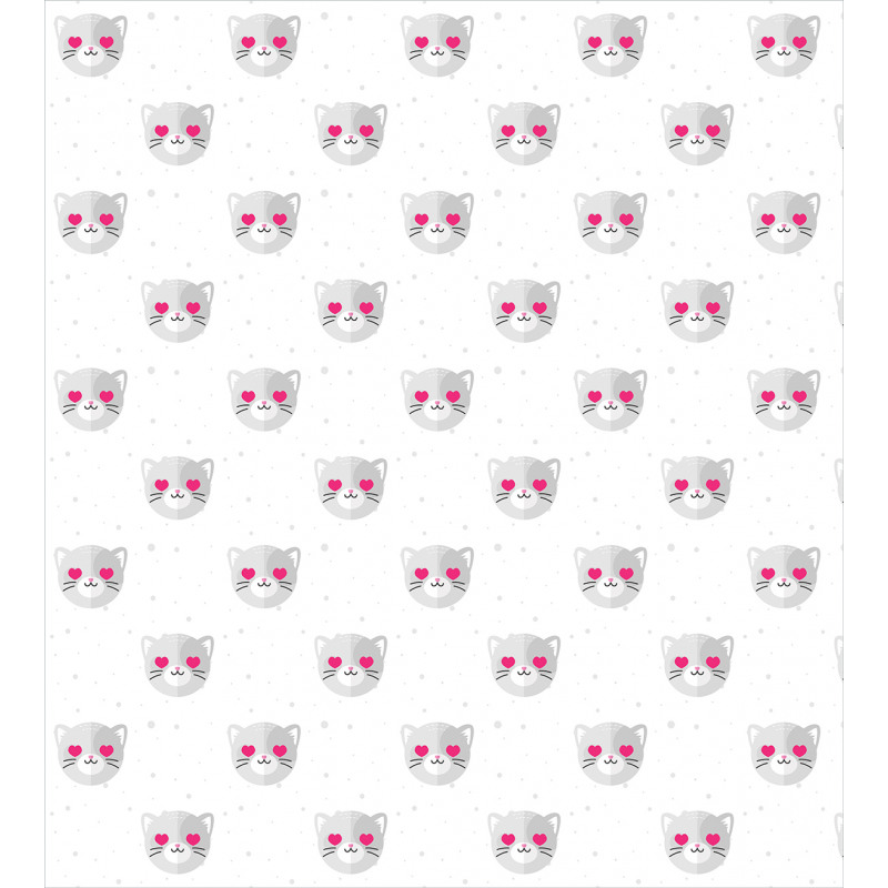 Kitty Faces Pink Hearts Duvet Cover Set