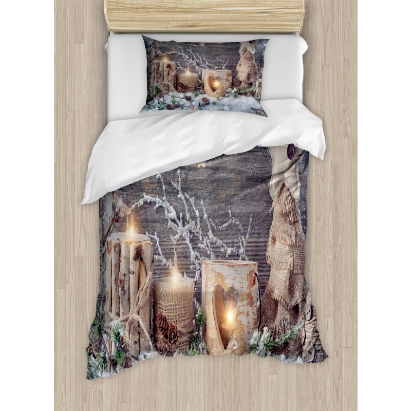 Candle Winter Holiday Duvet Cover Set