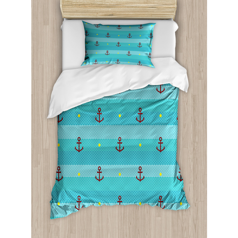 Anchor Nautical Dotted Duvet Cover Set