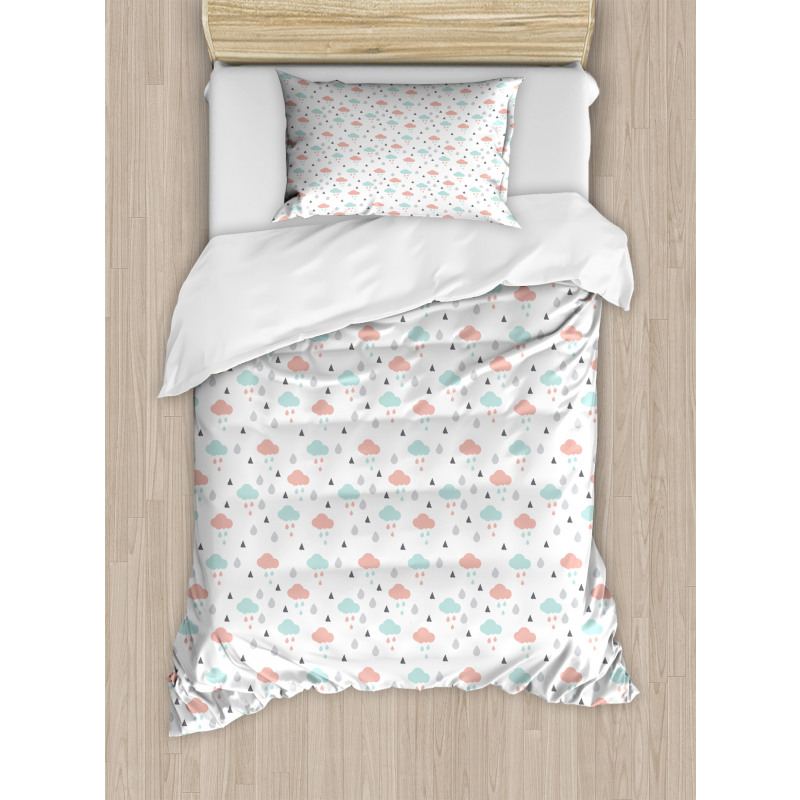 Clouds Raindrops Winter Duvet Cover Set