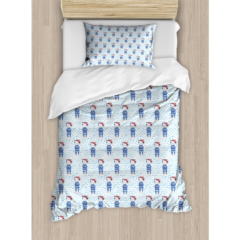 Cat in Blue Sailor Suit Duvet Cover Set