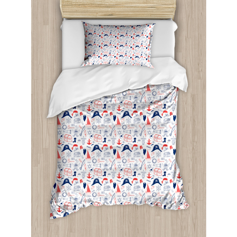 Hand Drawn Sailor Theme Duvet Cover Set