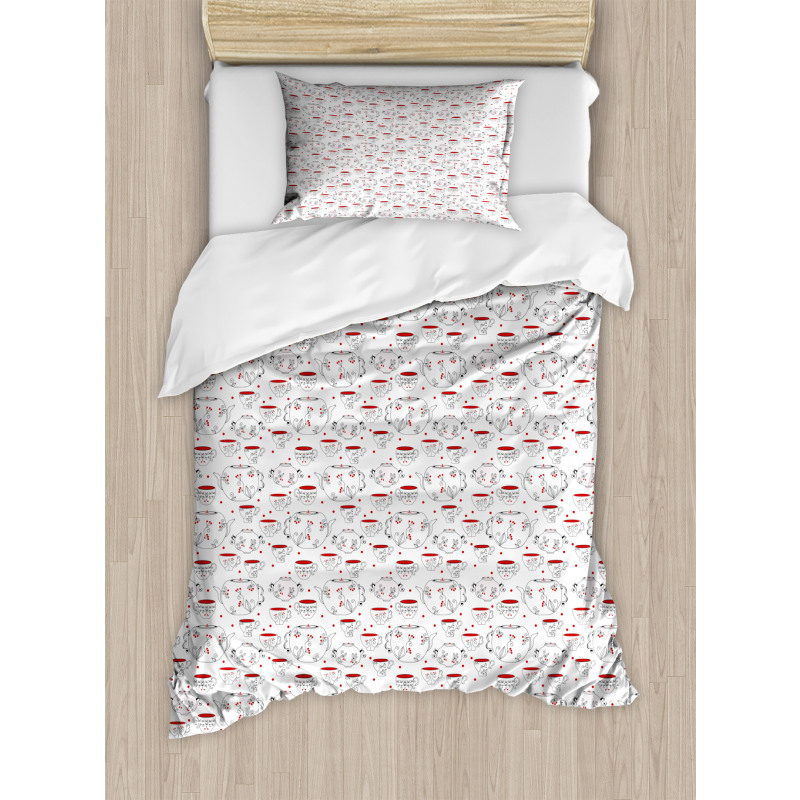 Doodle Style Crockery Duvet Cover Set