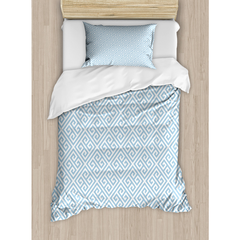 Pale Blue Maze Tile Duvet Cover Set