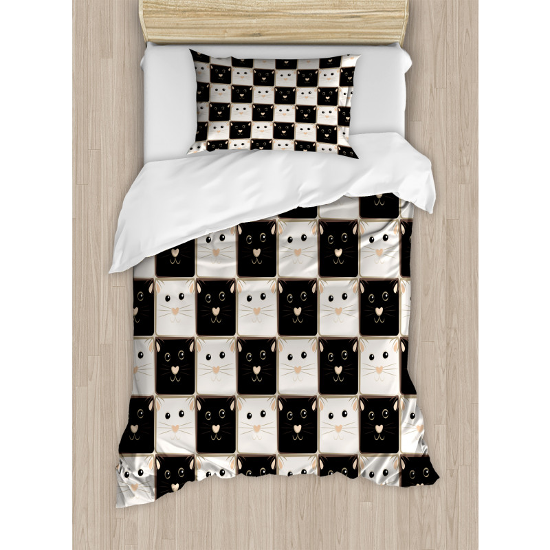 Squares with Cats Duvet Cover Set