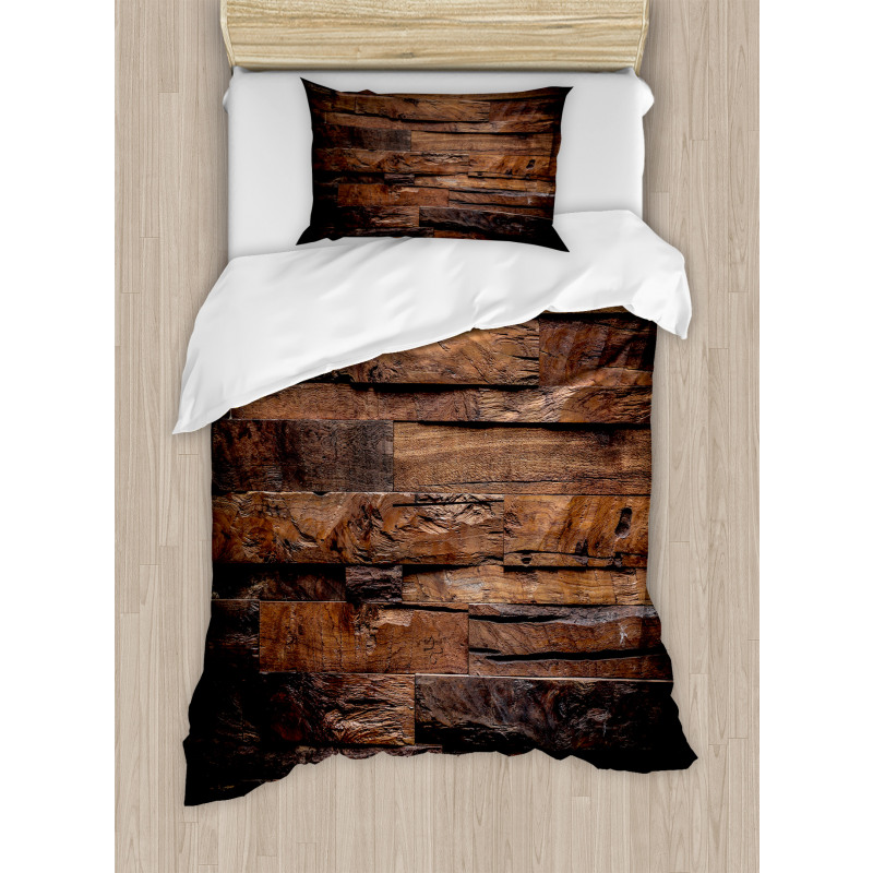 Rough Dark Timber Duvet Cover Set