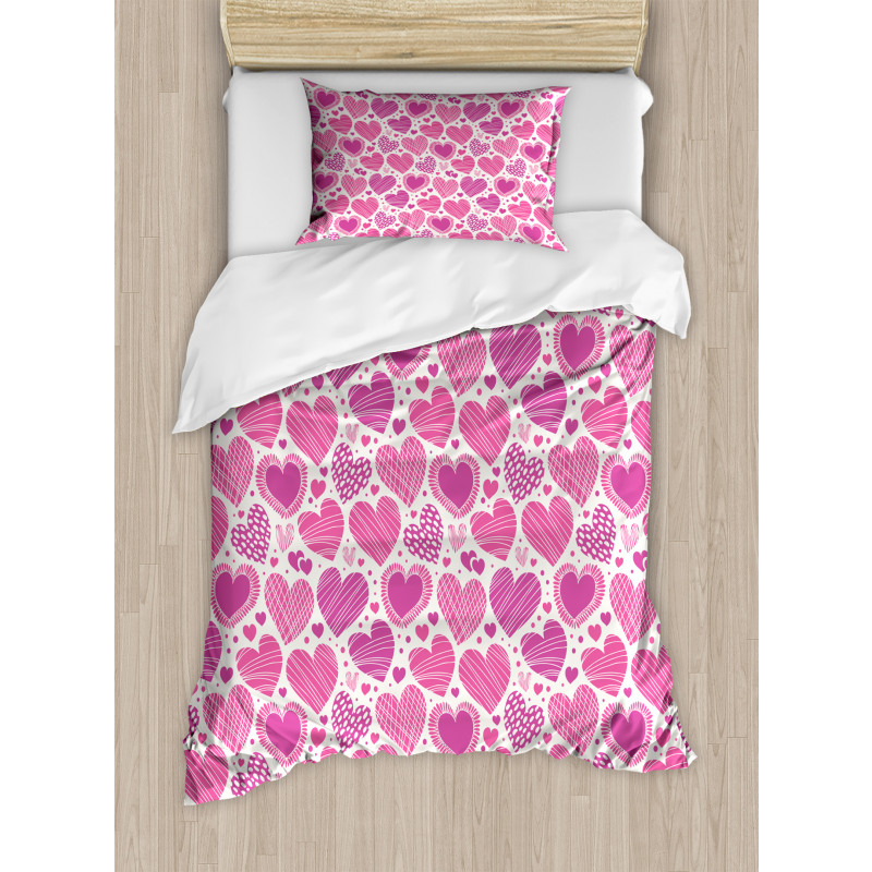 Pink Romantic Motifs Duvet Cover Set