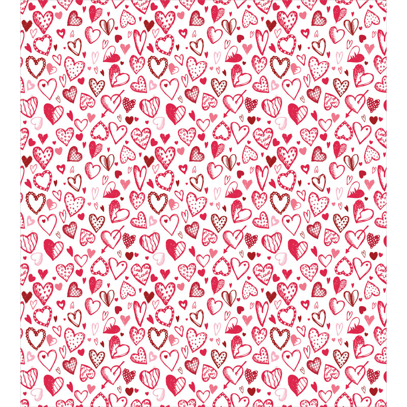 Sketch Style Hearts Duvet Cover Set