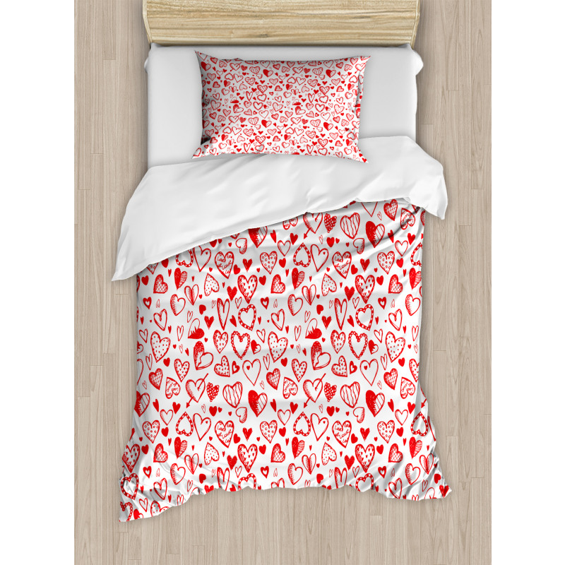 Red and White Sketch Duvet Cover Set