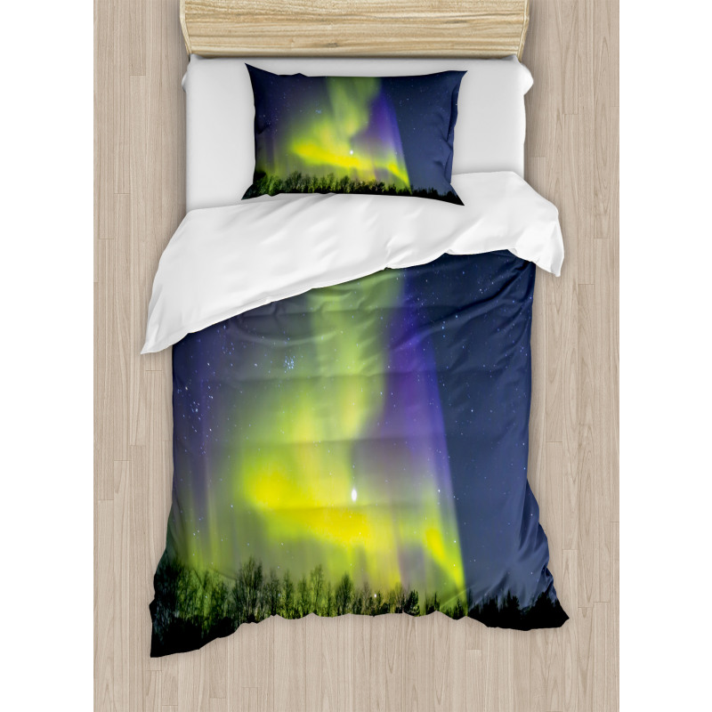 Aurora Borealis Forest Duvet Cover Set