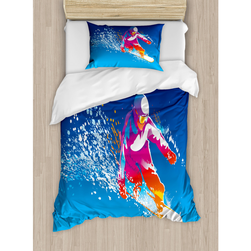 Colorful Snowboarding Man Duvet Cover Set