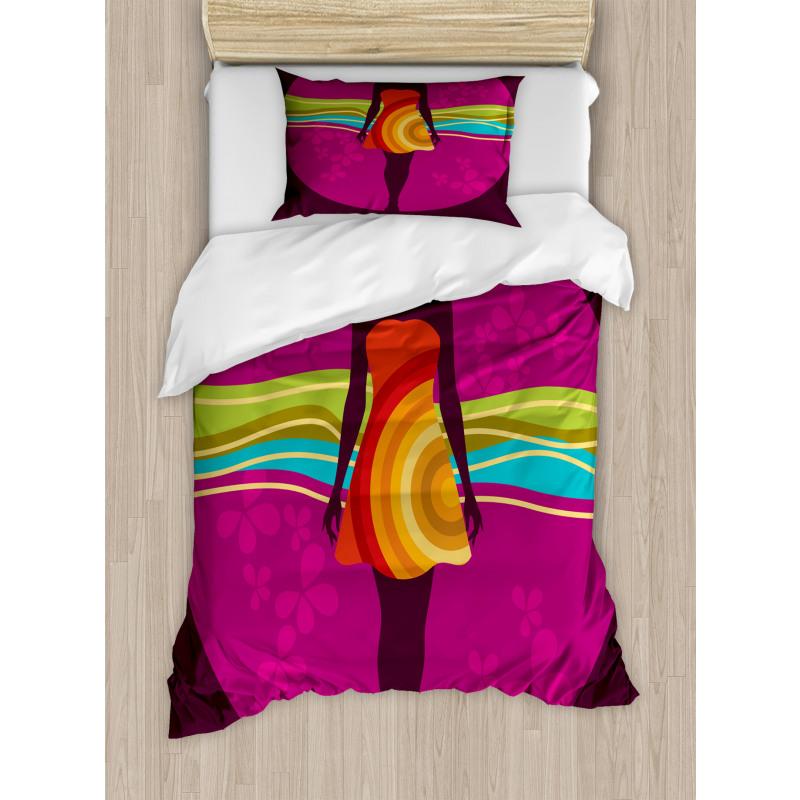 Woman in Abstract Dress Duvet Cover Set