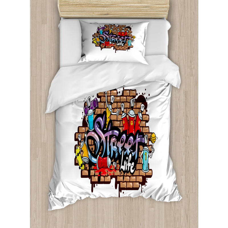 Street Life Graffiti Art Duvet Cover Set