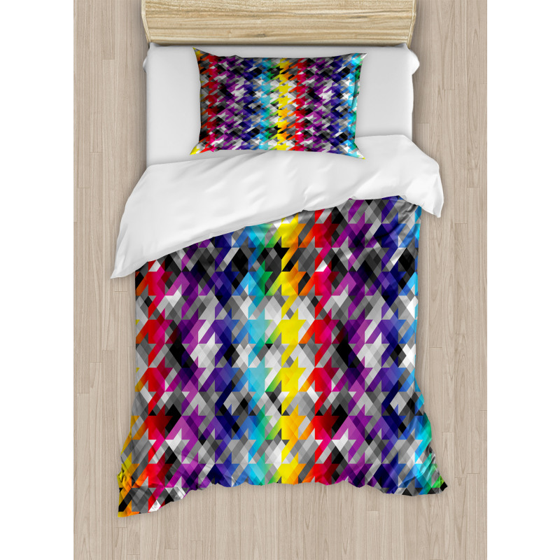 Diagonal Houndstooth Duvet Cover Set