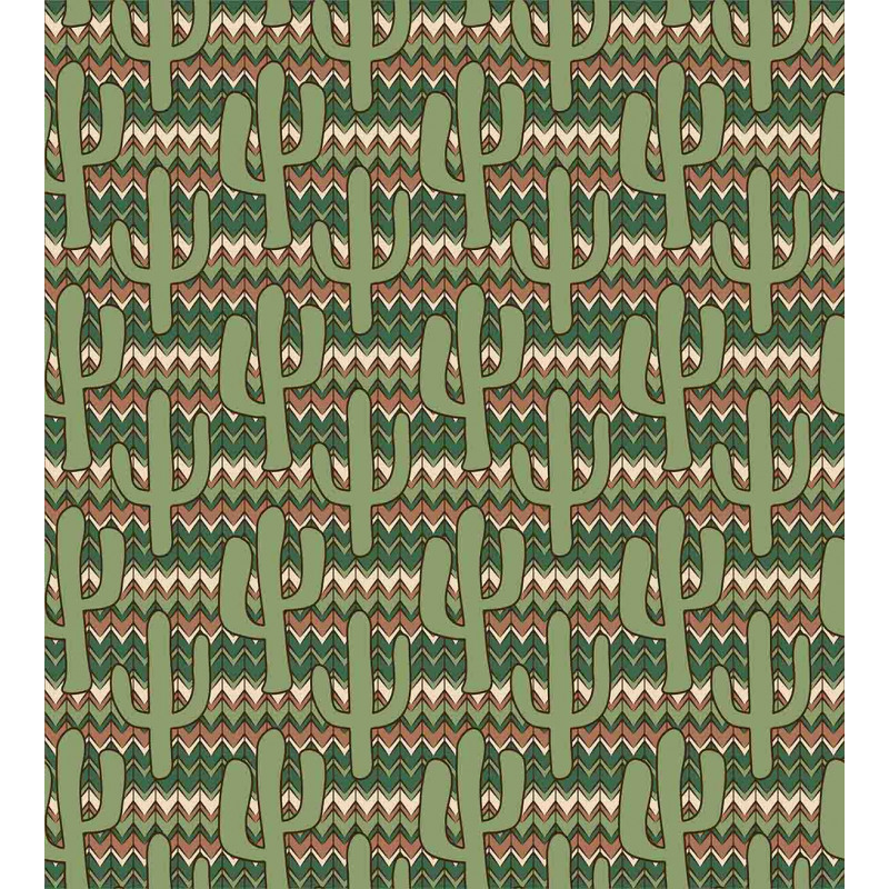 Cartoon Saguaro Zigzag Duvet Cover Set
