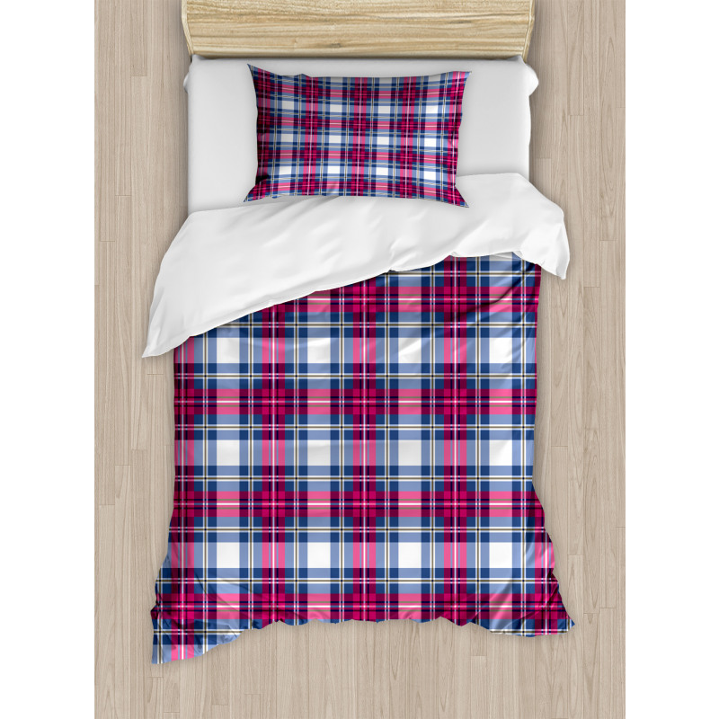 Pink and Blue Tartan Duvet Cover Set