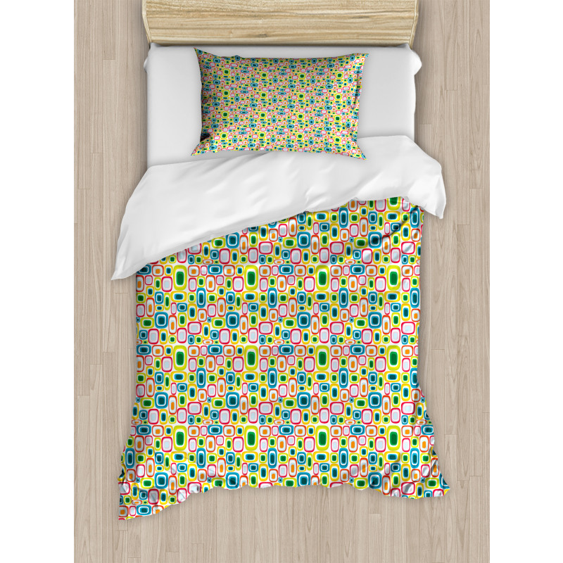 Colorful Retro Shapes Duvet Cover Set