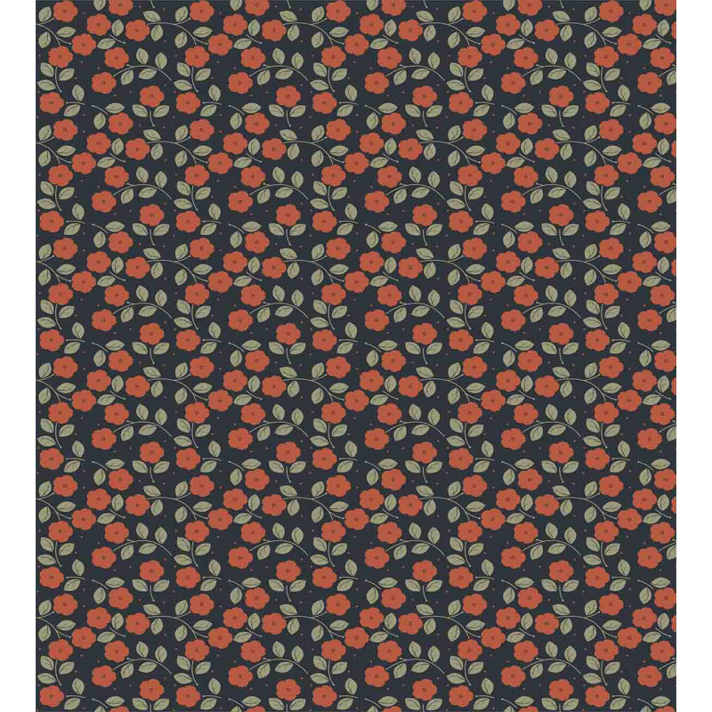Flower Dark Toned Dots Duvet Cover Set