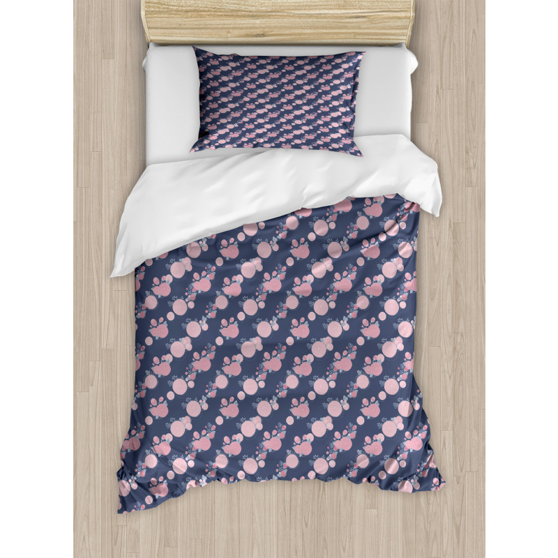 Pink Asters Romantic Duvet Cover Set