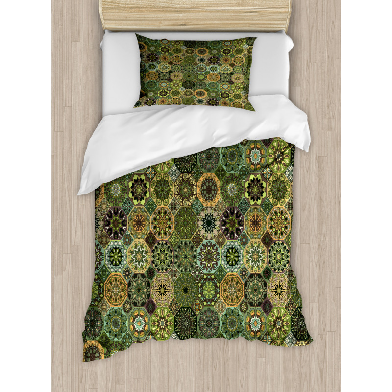 Oriental Floral Octagon Duvet Cover Set